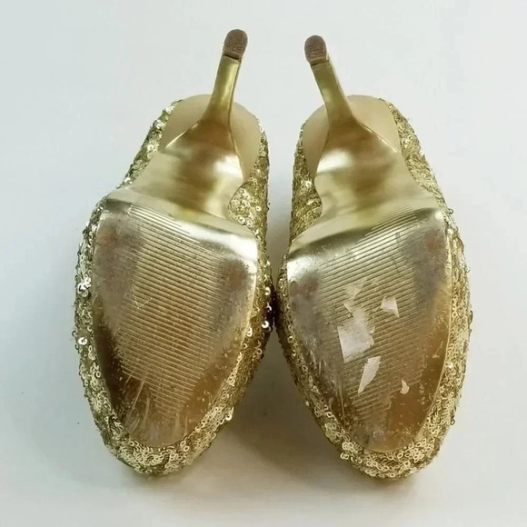 Steve Madden Size 6.5M Bitter Platform Gold Sequin Stiletto Heel Women's Pumps - Picture 12 of 12